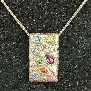 Brighton bejeweled multi colored rhinestone necklace. Signed.